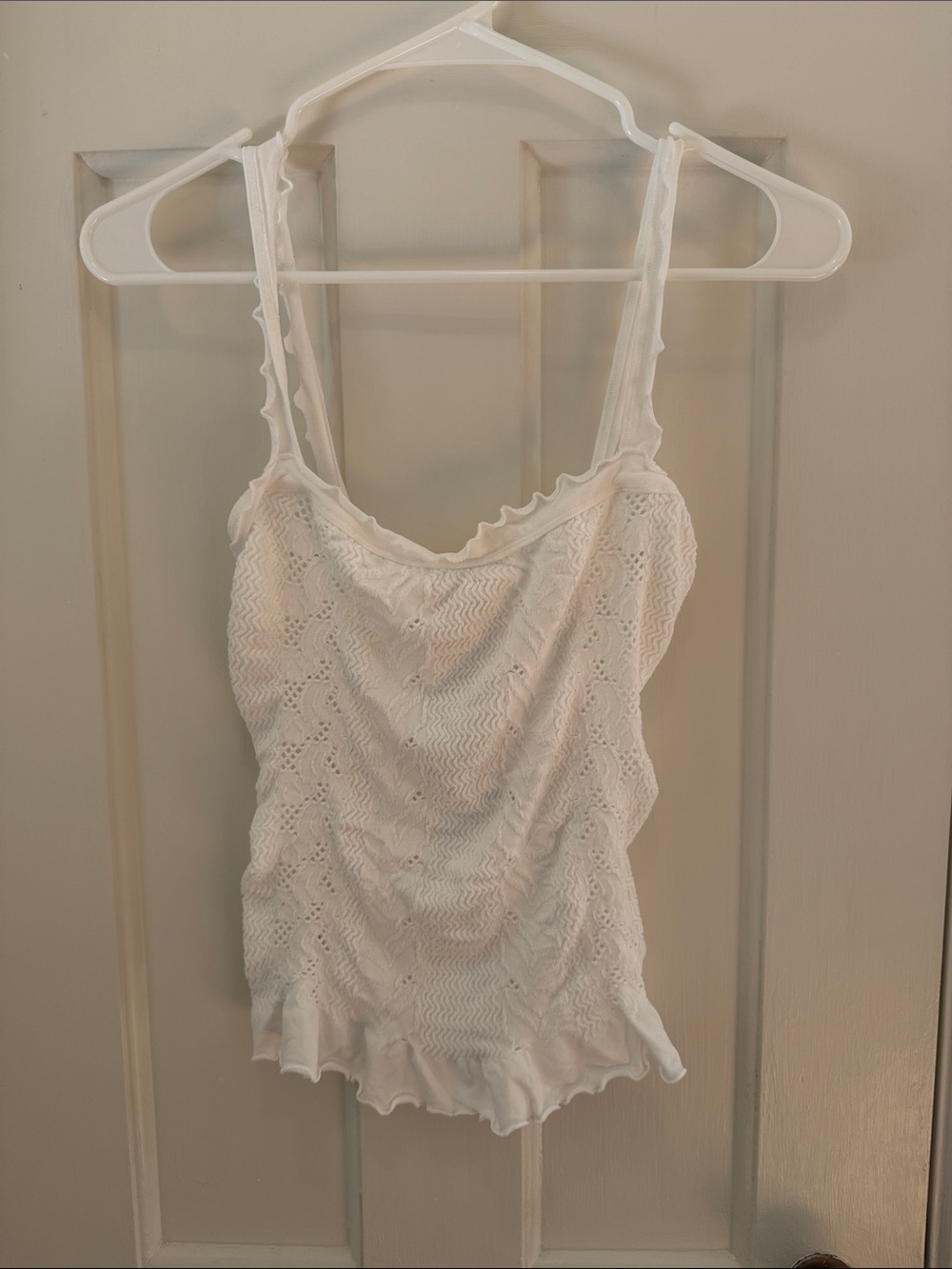 NWT Free People White Lace-Detail Ruffle Cami M\L